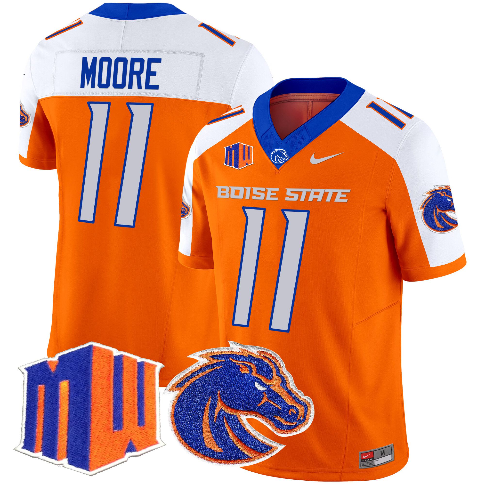 Men Boise State Broncos #11 Moore Orange Nike 2024 Vapor Limited NCAA Jersey->more ncaa teams->NCAA Jersey